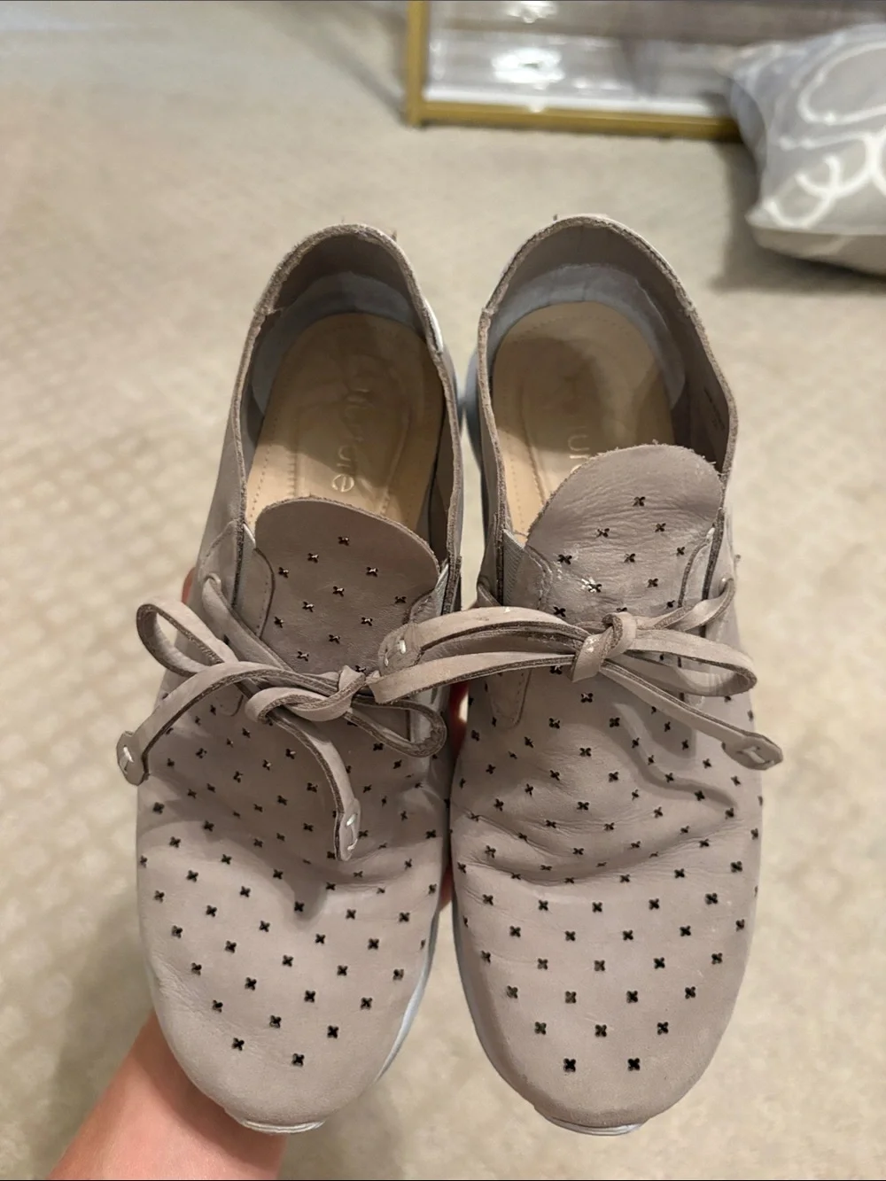 Nurture by Lamaze Taupe Perforated Lace-Up Sneaker